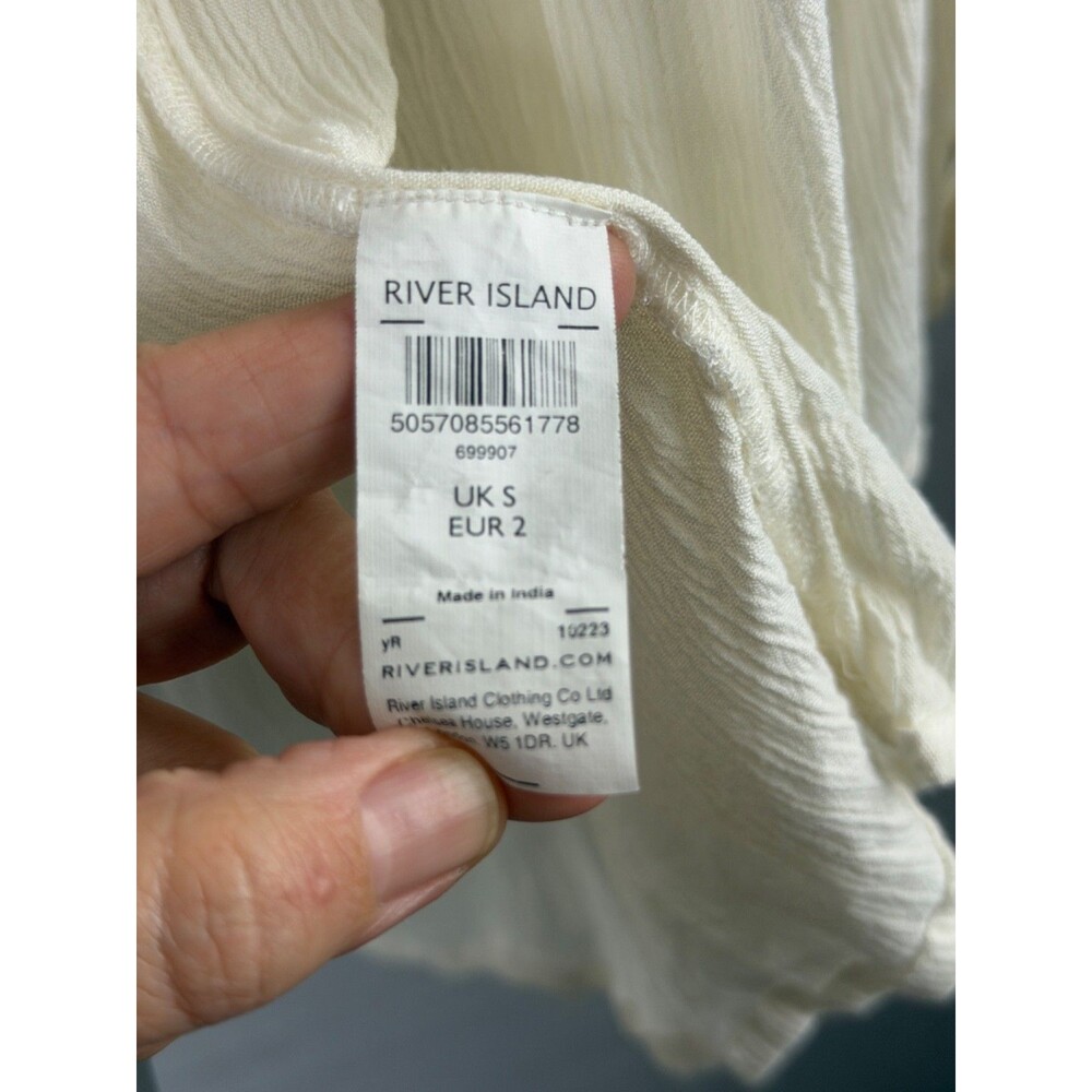 River Island Off White Embroidered Cardigan Flowy Beach Coverup Open Front S - Picture 9 of 9
